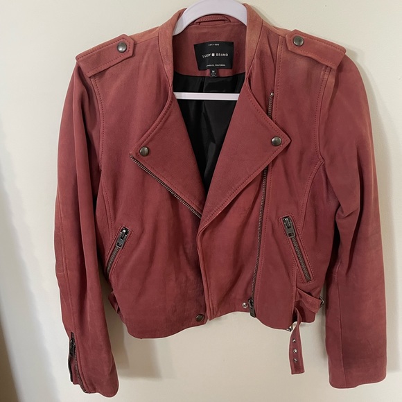 Lucky Brand Leather Jacket Burgandy Red Women’s Medium - Picture 1 of 5